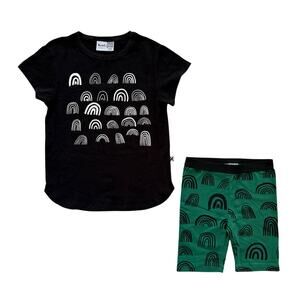 Minti Rainbow Bike Shorts and Tee Outfit Size 7